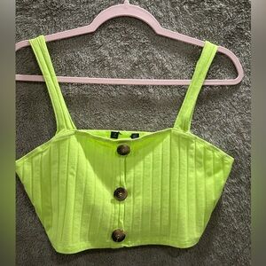 Lime Green Buttoned Crop Top